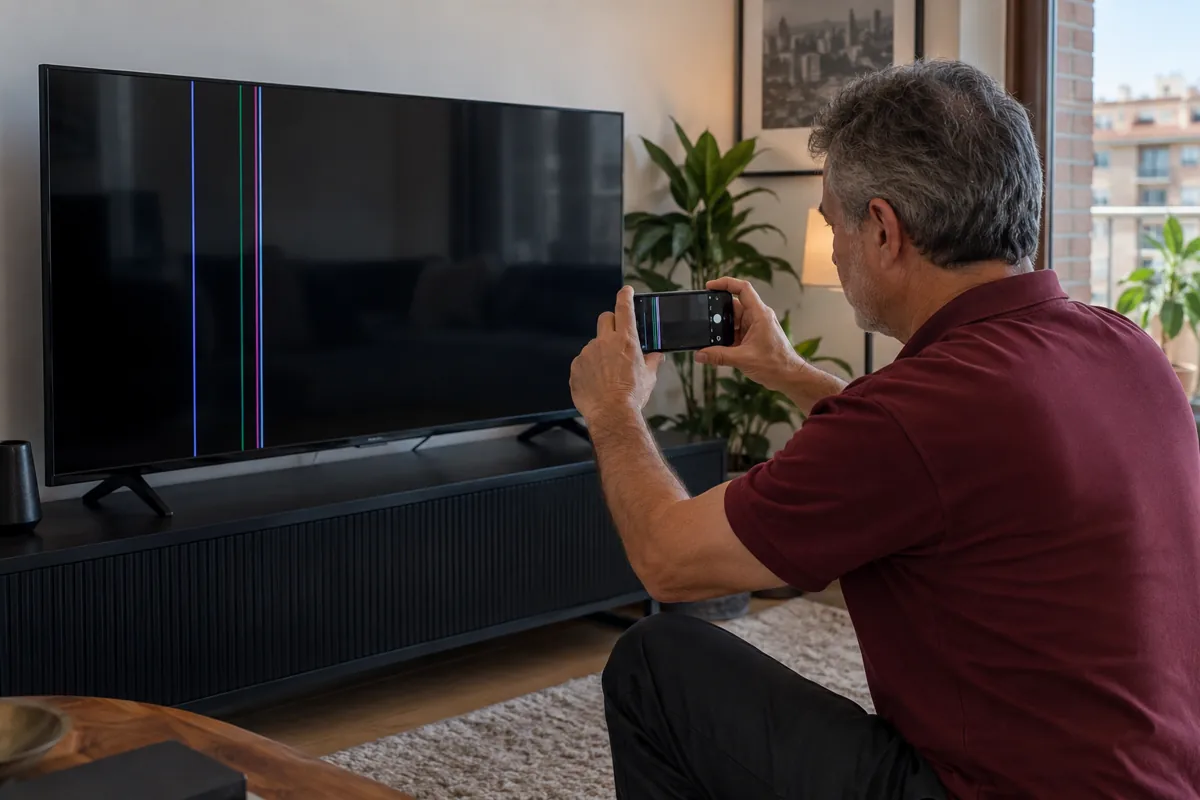 Representación de líneas verticales en una pantalla de televisión