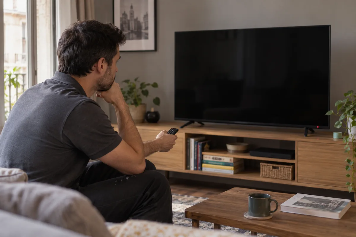 Conexiones exteriores de un televisor con su carcasa cerrada