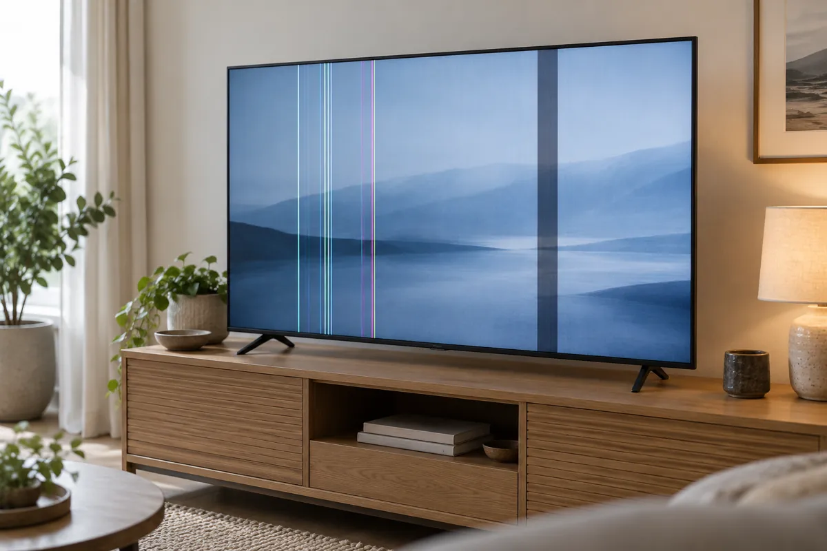 Representación de líneas verticales en una pantalla de televisión