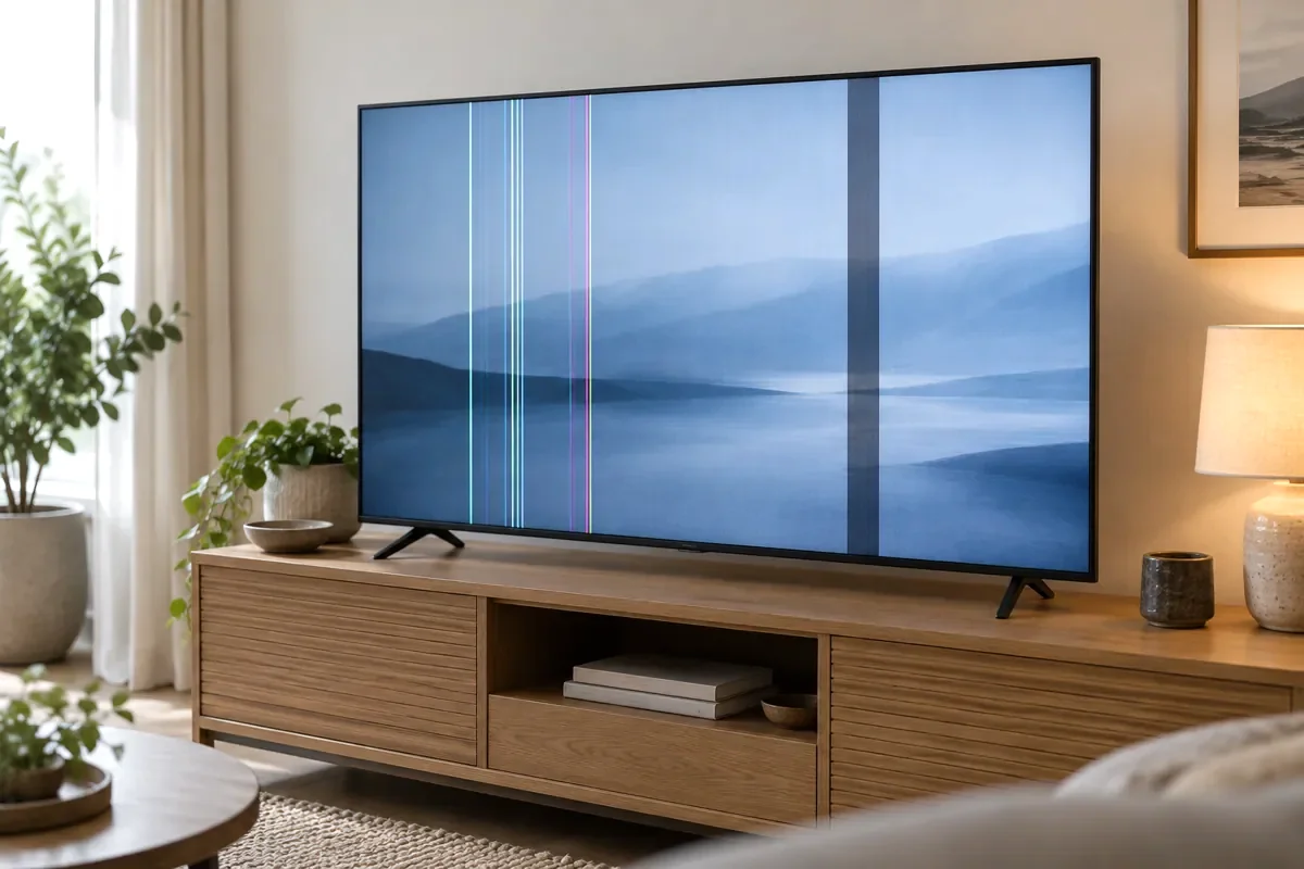 Representación de líneas verticales en una pantalla de televisión